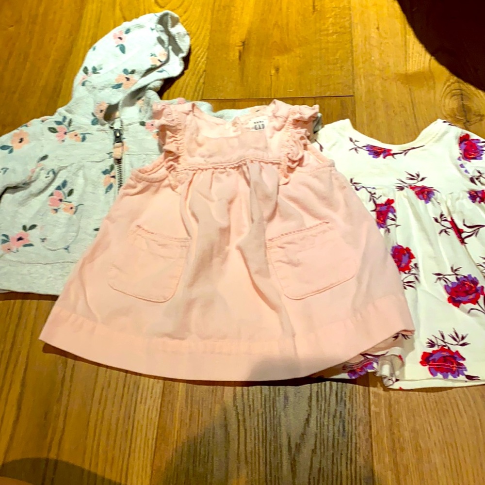 Gap courd dress, Old Navy flowered dress and a cute hoodie
